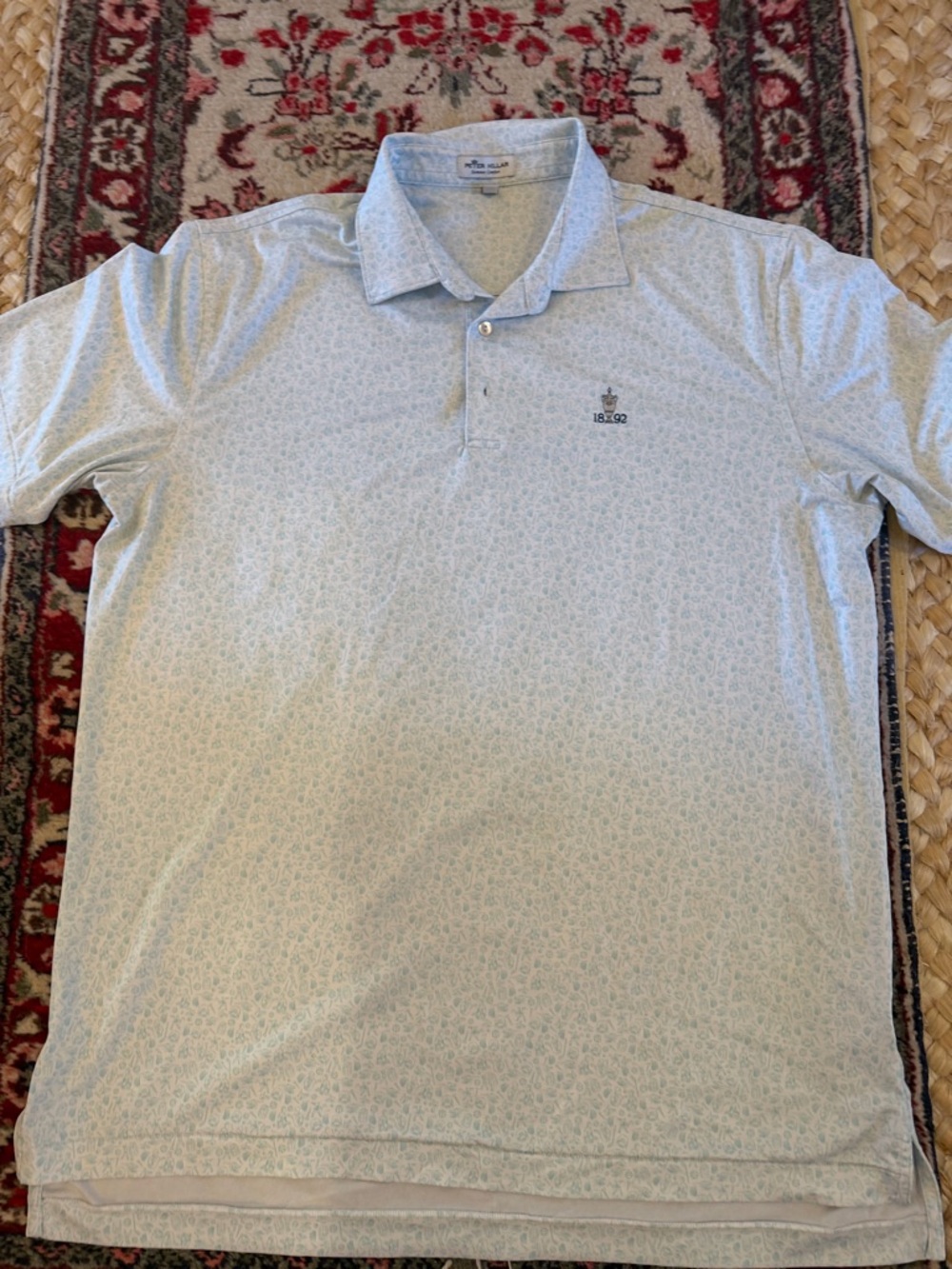 Peter Millar Light Blue Micro-Pattern Performance Polo